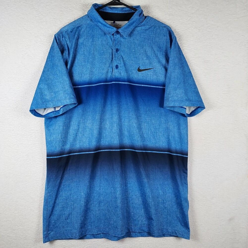 Nike Golf Men's Dri-Fit Polo Standard Fit Blue Size Large Collared Light Weight